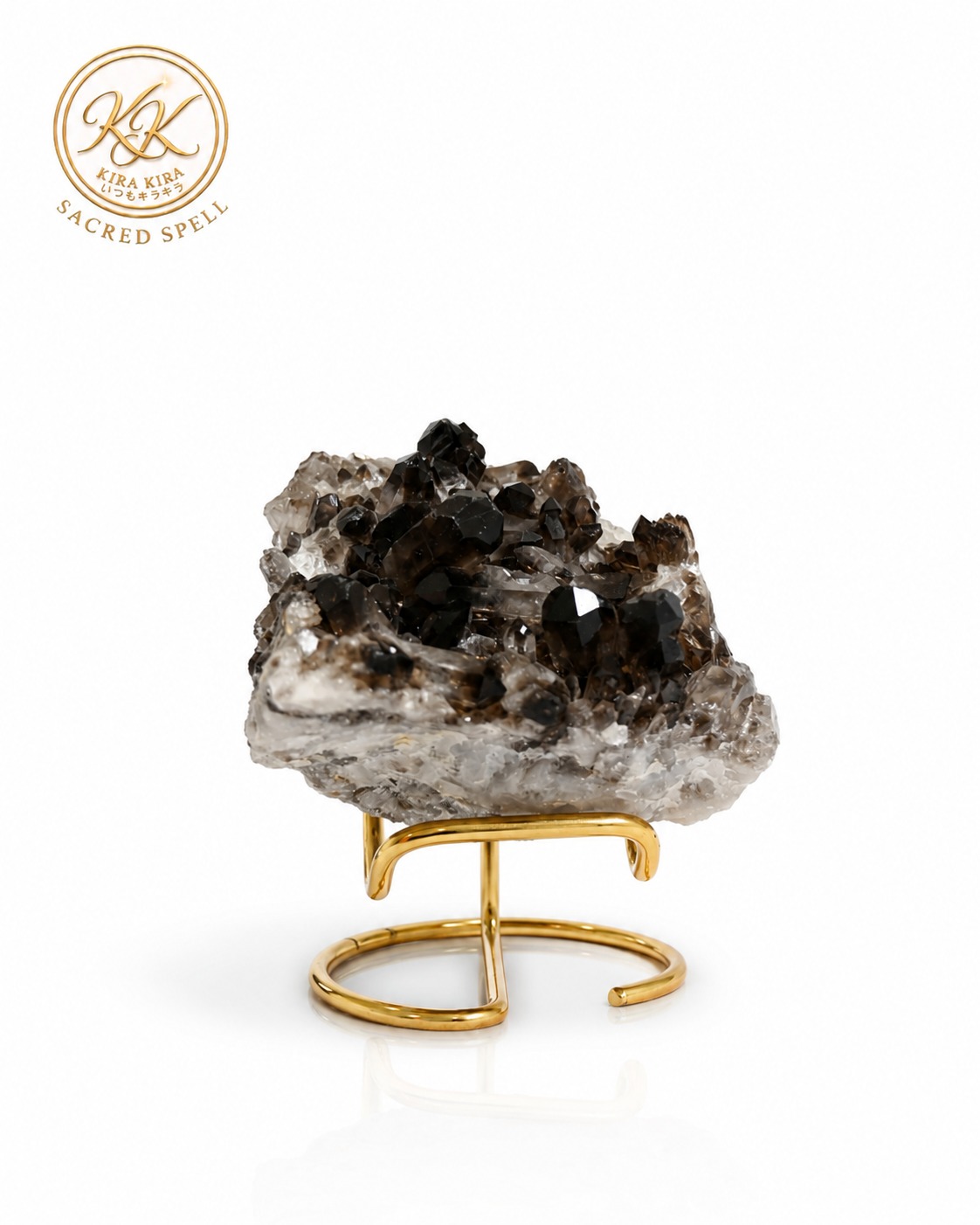 Black crystal on marble base